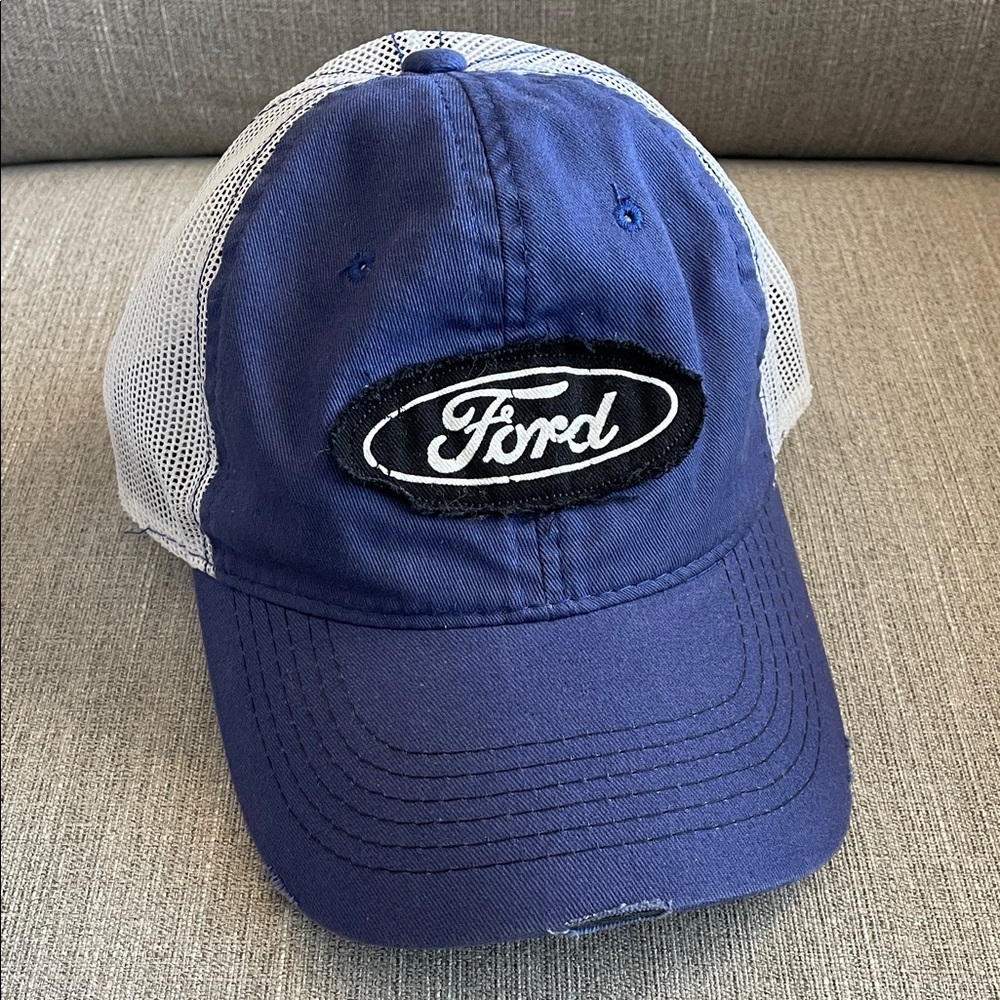 Ford emblem Navy and White Mesh Trucker Cap